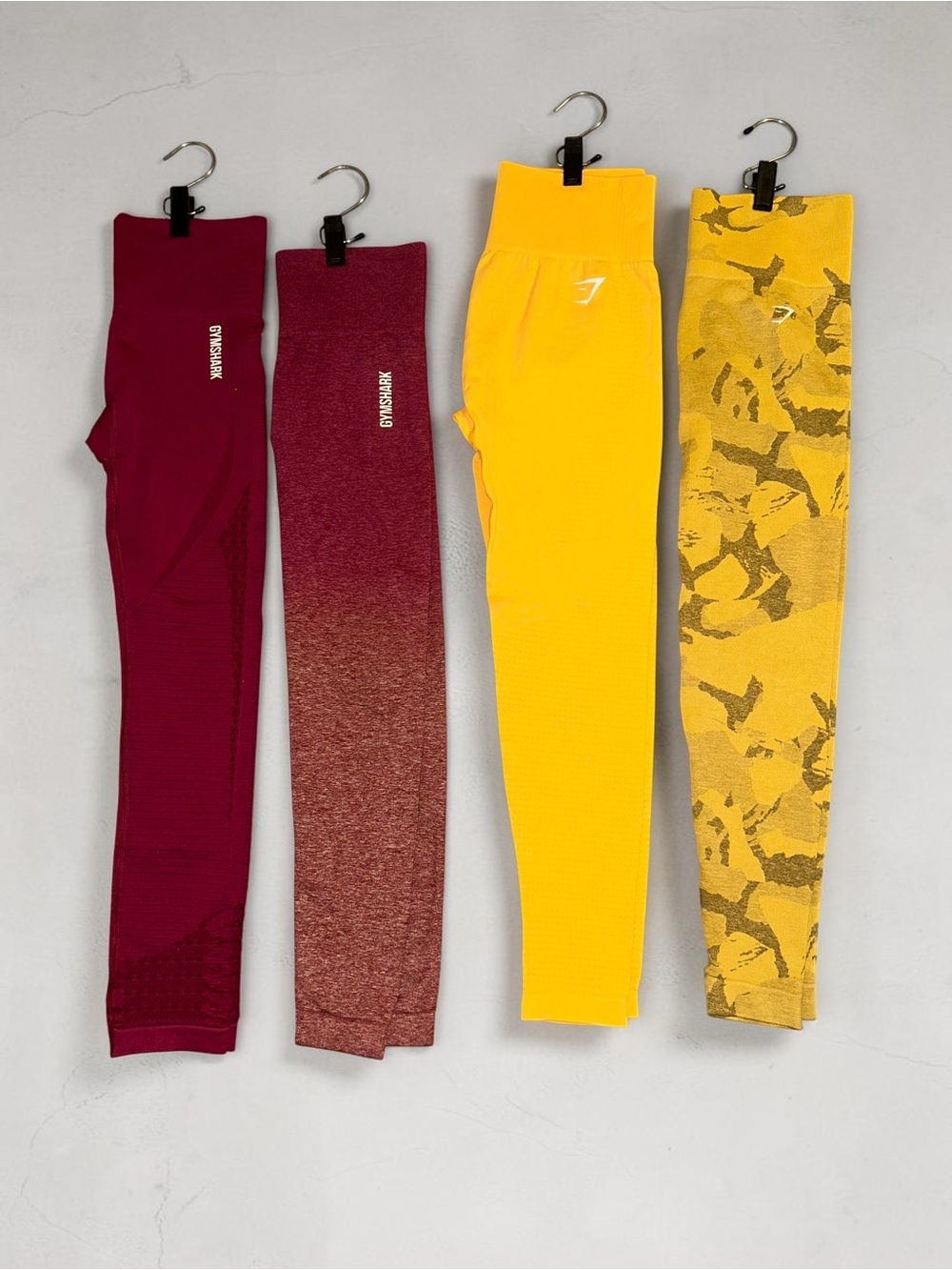 Gymshark Women's Leggings Pack - Maroon, Burgundy, Yellow, Mustard Camo - Picture 1 of 1